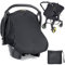 Orzbow Atmungsaktiv Sonnenschutz Babyschale UV Schutz 50+,Universal Sonnensegel Babyschale mit Seitliche Luftlöcher und Sichtfenster,Blockiert 99% UV,passend für Maxi-Cosi, Cybex, Joie usw. (Schwarz)
