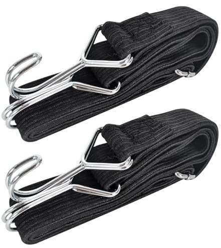 2Stück Spanngurte Expander Mit Haken, Verstellbar Spanngummi, Gummi Expander Fahrrad, Gummizug mit Haken, Spannband Breite 3cm, Gepäckspanner, für Fahrrad, Autotransport, Motorrad (1m)