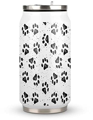 Dog Paw Prints Travel Mug with Lid Cup Insulated Tumbler Water Bottle Tea Cup For Women Men