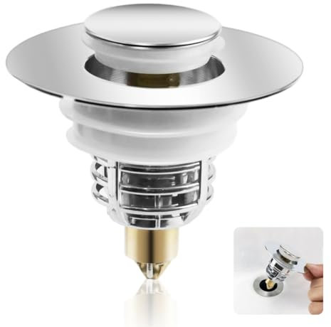 Toivize Bonde de Lavabo, Bouchon Lavabo Universel avec Joint en Silicone, Résistant aux Odeurs Bouchon Lavabo Salle de Bain Anti-Colmatage, pour Salle de Bain, Cuisine (32-42 mm)