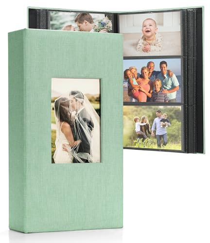 DazSpirit Großes Fotoalbum Einsteckalbum für 408 Fotos (10x15 cm) - Leinenbindung, Personalisierbar, Ideal für Familie, Hochzeiten, Reisen & Baby-Erinnerungen, Fotobuch zum Einstecken, Schwarz