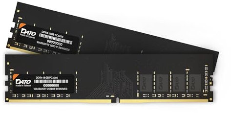DATO 32Go Kit (2x16Go) RAM DDR4 3200MHz PC4-25600 Non-ECC 1.2V CL22 288 Broches UDIMM pour Ordinateur de Bureau Module de mémoire Mise à Niveau