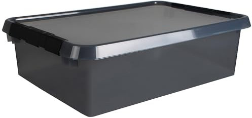Sunware 88002220 - Aufbewahrungsbox the comfort-line 32 L, grau transparent, Ordnungsbox mit Deckel