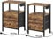 YATINEY Bedside Tables with Charging Station, Industrial Side End Tables with 2 Drawers and 2 Shelves, Set of 2 Nightstands with Outlet and USB Ports, for Living Room, Bedroom, Rustic Brown XET02L2KBR