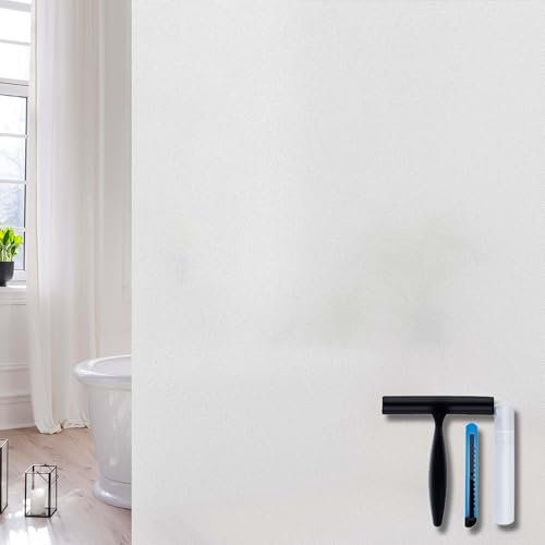 Volcanics Película de privacidad para ventana de vidrio esmerilado, película estática extraíble para ventana de baño, control de calor, bloqueo UV, a prueba de miradas, ideal para oficina en casa