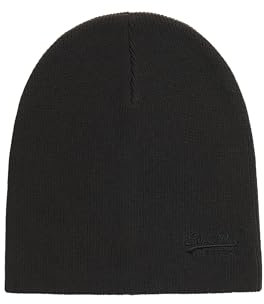 Superdry Herren Essential Beaniemütze aus Strickgewebe mit Logo Schwarz 1SIZE