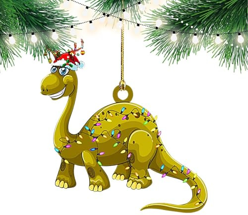Dinosaurier-Weihnachtsschmuck, Acryl-Weihnachtsschmuck, Weihnachtsbaumschmuck, Tier-Weihnachtsanhänger, Weihnachtsbaumschmuck, Lustige Weihnachtsschmuck, Dinosaurier-Baumanhänger, Feiertags-Tierschmuc