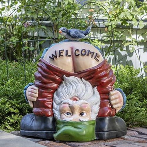 Gatphy Garden Gnome Statues, Welcome Gnomes Garden Ornaments Funny Resin Gnome Figurine Outdoor Dwarf Sculpture Garden Decorations Statue for Indoor Outdoor Patio Garden Decor (Welcome Gnomes)