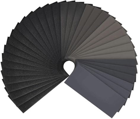 28PCS Papier Verre Fin,Papier Abrasif Humide Et Sec,Abrasif Carrosserie 120 150 180 240 320 400 600 800 1000 1200 1500 2000 2500 3000,Pour Finition Des Voitures Bois Peinture Murs Verre,9x23CM,Kiuiom