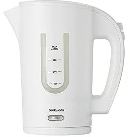 Cookworks Electric Travel Kettle, 400ml Capacity, White