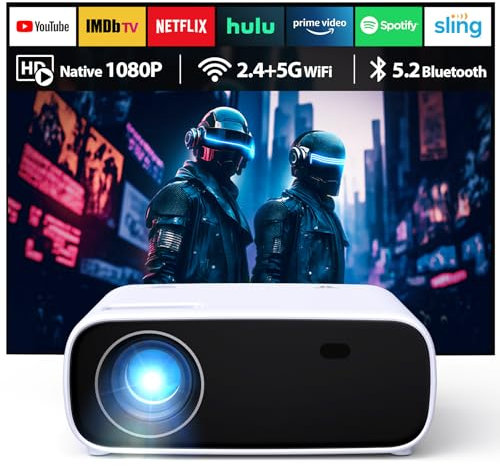 Wielio HD Beamer 1080P Auflösung, Mini Beamer mit Bluetooth und WiFi, 18000 Lumen 4K Unterstützung, Kompatibel mit iOS/Android/Laptop/Xbox (Schwarz)