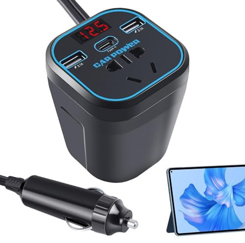 Convertidor de coche 12 V 24 V a 220 V, inversor de cargador de coche, transformador de tensión portátil con puertos USB, adaptador de enchufe para dispositivos electrónicos en movimiento