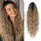 FESHFEN Pferdeschwanz mit Klammer, Lange Wellig Lockig Haarextension Synthetik Zopf Haarverlängerung Claw Clip in Haarteil Ponytail für Damen 65cm Ombre Blond Mix Braun