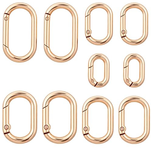10 Stück Karabiner Gold Karabinerhaken für Taschen Runder Karabinerring, Schraubkarabiner, Türverschlüsse Mehrfunktionale, Schlüsselanhänger für Rucksack Geldbörsen Schlüssel Tasche Handtasche Basteln