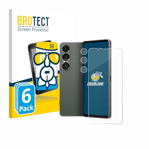 BROTECT (6 Stück Schutzglas für Sony Xperia 1 VII (Display+Kamera) Schutzfolie Made in Germany Panzer Folie Glas Displayschutz [ 9H, Anti-Fingerprint]