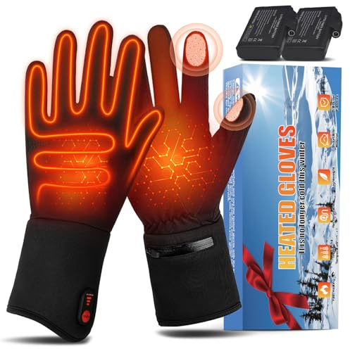 Olutula Rechargeable Heated Gloves Thin for Women & Men, Ultra-Thin Electric Gloves with 3 Heat Levels, Touchscreen, Finger-Wrap Heating, Breathable Soft PU, Gift for Office, Home & Arthritis Relief