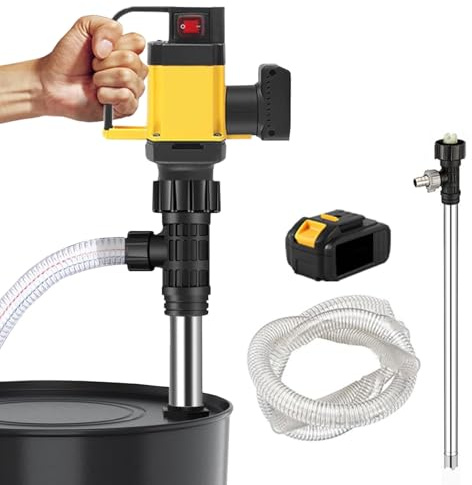moupeaktain 1000W Kabellose Elektrische Fassölpumpe, 7M Hub, 12000 U/Min Geschwindigkeit, Tragbare Kraftstofftransferpumpe, 3-Stufig Einstellbar, Fasspumpe Mit 36V Akku + Schlauch,SS