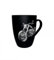 Tasse mit Gravur – auf Wunsch auch mit Text – gummierte Oberfläche – Farbe Schwarz-Porzellan-Personalisiert- Geschenk (Motorrad)