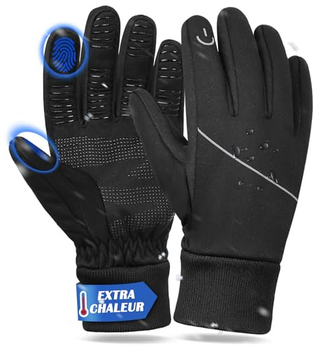 BIKINGMOREOK Gants Hiver Vélo imperméables et Chauds pour écran Tactile,avec Gel antidérapant,pour la Course,la Conduite,Gants de Cyclisme,Les Sports de Plein air,Hommes et Femmes
