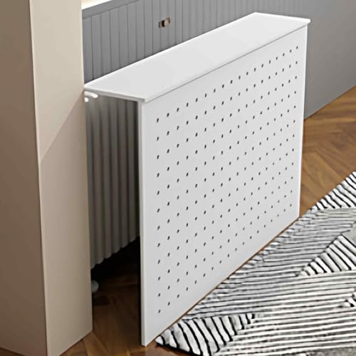 Heizkörperverkleidung für Zuhause, Moderne Heizungsverkleidung aus Holz Verbergen Unansehnliche Heizkörper und Wasserleitungen mit Belüftungslöchern(White,90x80x20cm/35x32x8in)