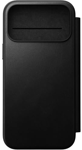 NOMAD Modern Leather Folio | für iPhone 17 Pro Max | Schutzhülle aus Polycarbonat und hochwertigem Echtleder Ummantelung | MagSafe-kompatibel | Black