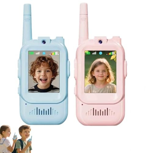 2 Stück Kidocom - Video Walkie Talkies, Video Walkie Talkie für Kinder mit Kamera und Display, Unterstützt Video+Voice Changer, Handheld wiederaufladbar Video-Intercom für Familienspiele