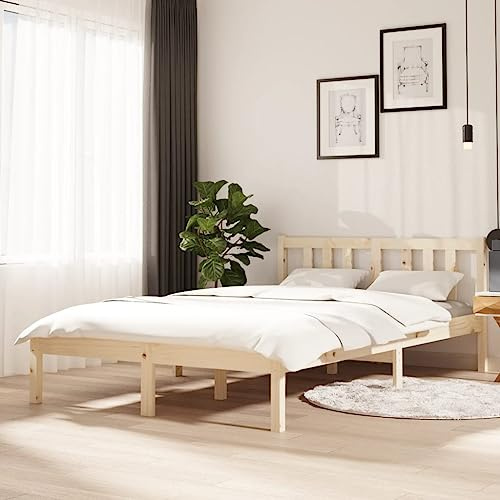 Owoxanthellate 120x200 cm Kiefernholz Holzbett Modernes Massivholz-Rahmen mit Kopfteil klappbar Stauraumfreundliches Design für Schlafzimmer und Gästezimmer