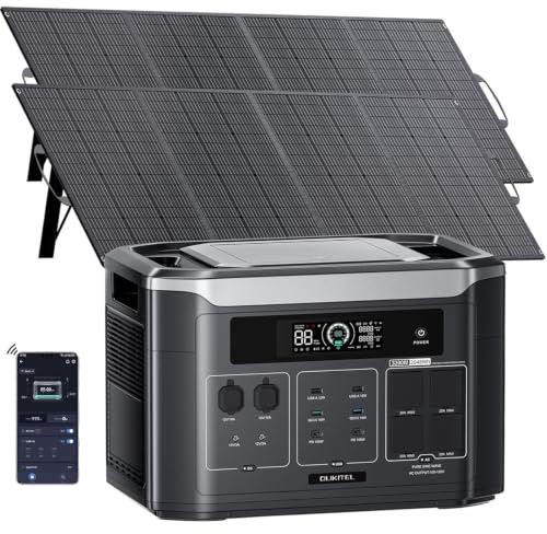 OUKITEL 3200W Generador Solar con 2 Panel 400W, Estacion de Energia Portatil 2048Wh Ampliable hasta 16KWh, Batería LiFePO4, Carga al 80% en 45 min, 16 Puertos, Power Station para Camping, Caravana