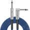 JOLGOO Gitarrenkabel, 1/4 Zoll, 3 m, gerade auf rechtwinklig, 6,35 mm Stecker, Bass-Tastatur, Instrumentenkabel, blau und schwarz, Tweed-Stoffmantel, elektrische Mandoline, Pro Audio