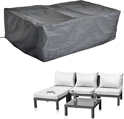 Melko Plane für Gartenmöbel 197 x 122 x 62 cm Abdeckhaube Rattan Essgruppe Plane Rattanmöbel Wetterschutz