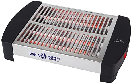 Jata TT589NG Tostador Horizontal de Cuatro Barras Negro Mueble y Parrilla de acero inoxidabl con 4 Barras de Cuarzo Gran Superficie para Conseguir un Tostado Homogéneo Bandeja Recogemigas Extraíble