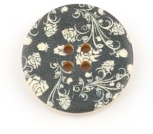 15x Holzknöpfe 30mm mit Blumenmotiv XXL 4-Loch Knopf Knöpfe zum annähen basteln