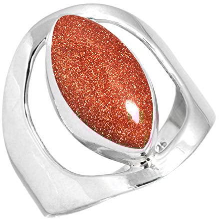 Jeweloporium Silberring mit braunem Goldstein, Größe 66 (21,0), 925er Sterlingsilberring für Damen, handgefertigter Schmuck mit Marquise-Edelstein