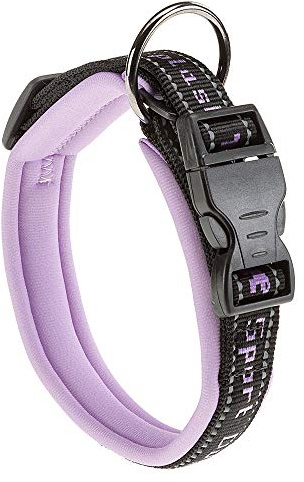 Ferplast Collare Cane SPORT DOG, Collare per Cani, Collare Cani Taglia Grande, Soffice Imbottitura, Cuciture riflettenti, Etichetta per nome dell'animale, Misura: 2,5 cm (35-45 cm), Viola
