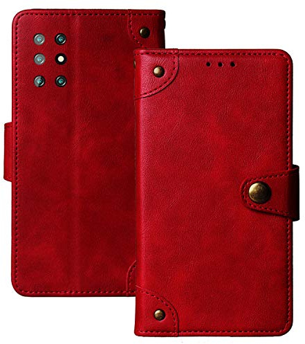 Lankashi Flip Brief Tasche Case Schütz Hülle Für CUBOT X30 / Hafury GT20 6.4 Echt Leder TPU Silikon Schale Stand Handy Abdeckung Premium Wallet Cover Etui Handyhülle Schutzhülle (Rot)