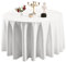 TANGMEN Tischdecke, rund, für Haus, Restaurant, Hochzeit, Zeremonie, knitterfrei, schmutzabweisend, Tischdekoration für Empfang, Geburtstag, weiß, rund, 180 cm