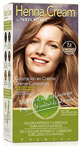 Naturtint | Henna Creme | Semi-Permanente Färbecreme ohne Ammoniak | +90% natürliche Inhaltsstoffe | Bis zu 12 Wäschen | 7.3 Goldblond | 110 ml