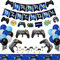 Video Game Party Supplies - Including 3 HAPPY BIRTHDAY Gaming Banners, 1 Tablecloth, 10 Cake Toppers, 36 Game Themed Balloons for Kids and Boys Birthday Party Decorations