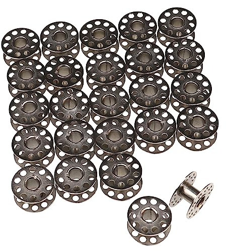 vhbw 25x Universal Unterfaden-Spulen für alle gängige Nähmaschinen - Spulen-Set, Metall Silber