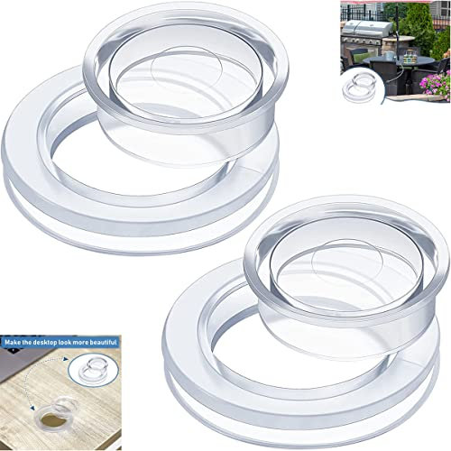 Shiwaki Juego de 3 Anillos y Tapas para sombrilla de Mesa de Patio de 2.0 in, Tama?o estándar, Juego de Tapones y Tapas para Paraguas de Tama?o estándar (Transparente)