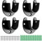 Naapesi 4Pcs Closet Pole Sockets U Shape Closet Rod Bracket Black, 25mm Wardrobe Rail End Supports Curtain Rail Holder Bracket Flange Set for Closet, Shower Curtain （12 Screws & 12 Rubber Plug）