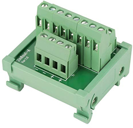 Telituny DIN Schnittstellenmodul, Klemmleisten 2-in-8-out-Stromverteilungsmodulplatines Stromverteilungsmodulplatines für DIN-Schienen- und Schalttafelmontage, Anschlussklemme Breakout-Board