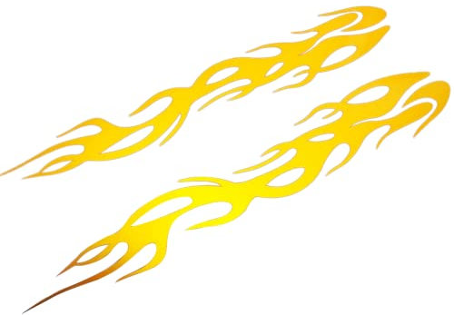 iSpchen 2 Stück Autoaufkleber Sport Racing Flammen Aufkleber reflektierende Sticker Auto Stoßstangen Aufkleber Motorrad Kraftstofftank Abziehbild Dekoration Styling Aufkleber,24cm,gelb
