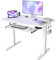 FEZIBO Height Adjustable Electric Standing Desk with Keyboard Tray, 100 x 60 cm Sit Stand up Desk with Splice Board, White Frame/White Top