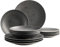 MÄSER 935076 Série Tiles Vintage Service de table pour 4 personnes de style mauresque avec vernis mat moderne Set de 12 assiettes en céramique Grès Noir
