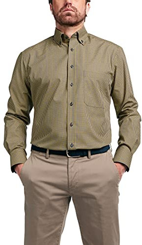 ETERNA Homme Chemise à Carreaux sans Repassage Comfort FIT 1/1 Jaune 40_H_1/1