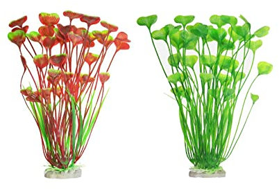 MYSUNBAR Lot de 2 plantes aquatiques artificielles pour aquarium - 40 cm de haut - Sans danger