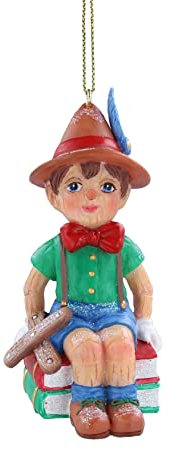 Gisela Graham Pinocchino in resina su libri Decorazione albero di Natale