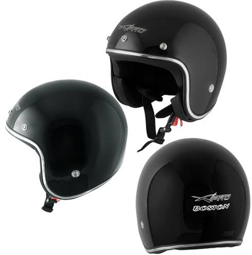 Motorradhelm Helmet Jet Homologated ECE 22-06 Custom Scooter Schwarz XXL