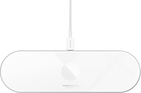 Vonmählen Aura Home Wireless Charging Pad - 3in1 Schnellladegerät, Magnetisches Multi-Gerät-Ladepad, Kompatibel mit Handyhüllen bis zu 7mm, Hochwertige Materialien, Minimalistisches Design - weiß